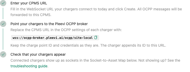 The Pleevi OCPP Broker URL for your site